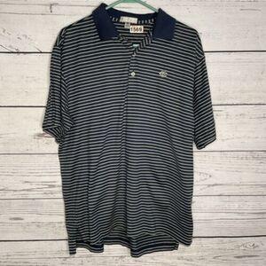 PETER MILLAR SUMMER COMFORT POLO SHIRT -‎ SIZE MEDIUM  NAVY YELLOW STRIPED KOREA